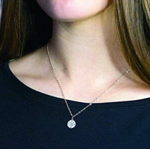 Sterling Silver Compass Safe Travel Necklace - Picture 3 of 4